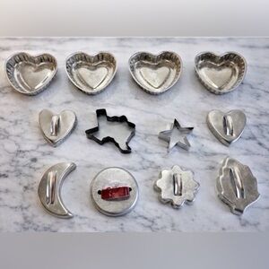 Aluminum Heart Jello Molds Cookie Cutters Moon Leaf Star Texas Mixed Lot 12 Vtg